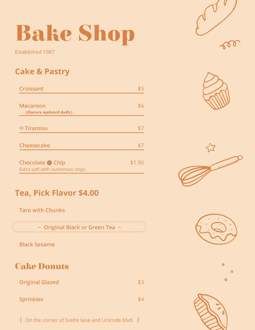 restaurant menu template