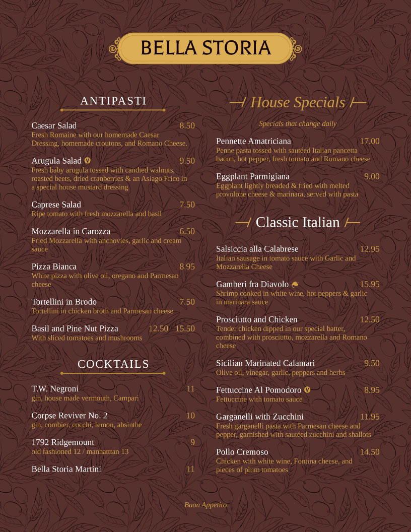 menu design