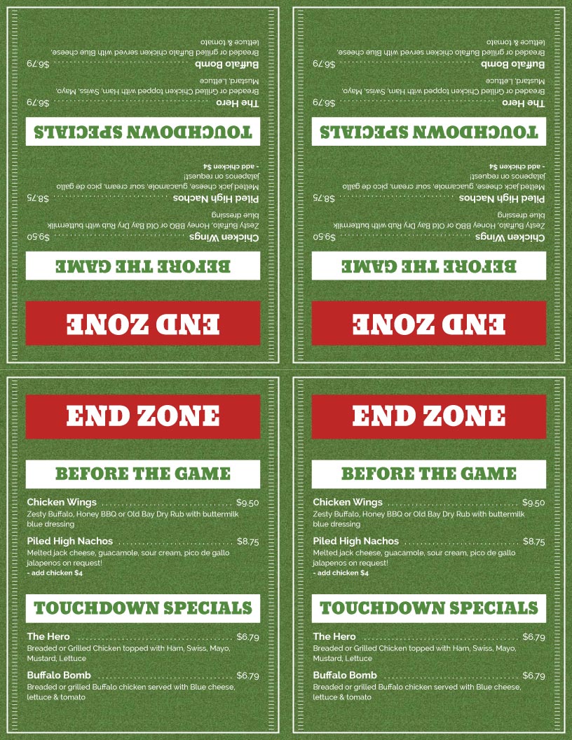 restaurant menu template