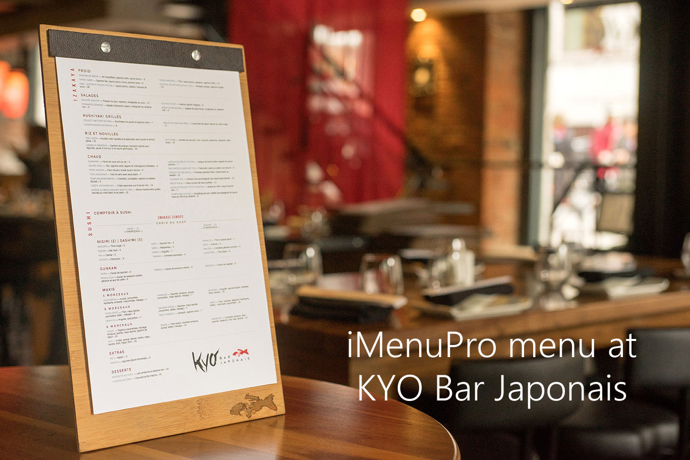 menu design KYO restaurant