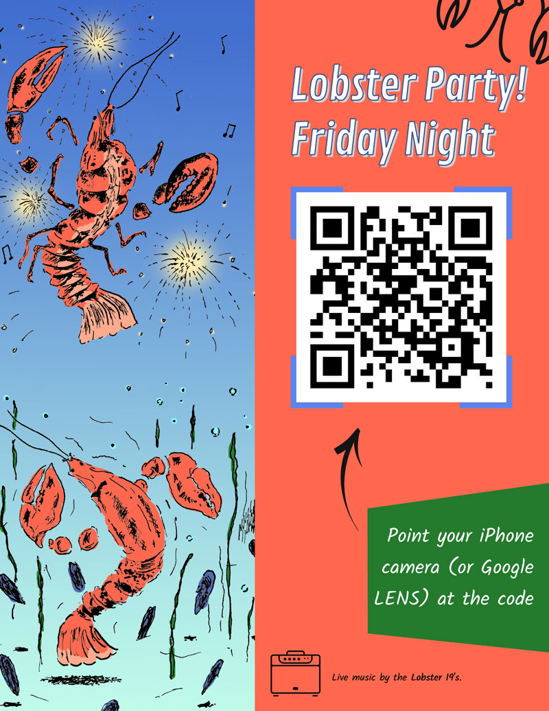 Qr code flyer for Lobster Party