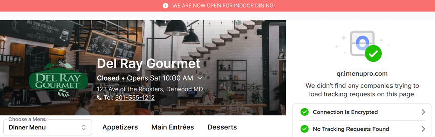 QR Code Menu Privacy