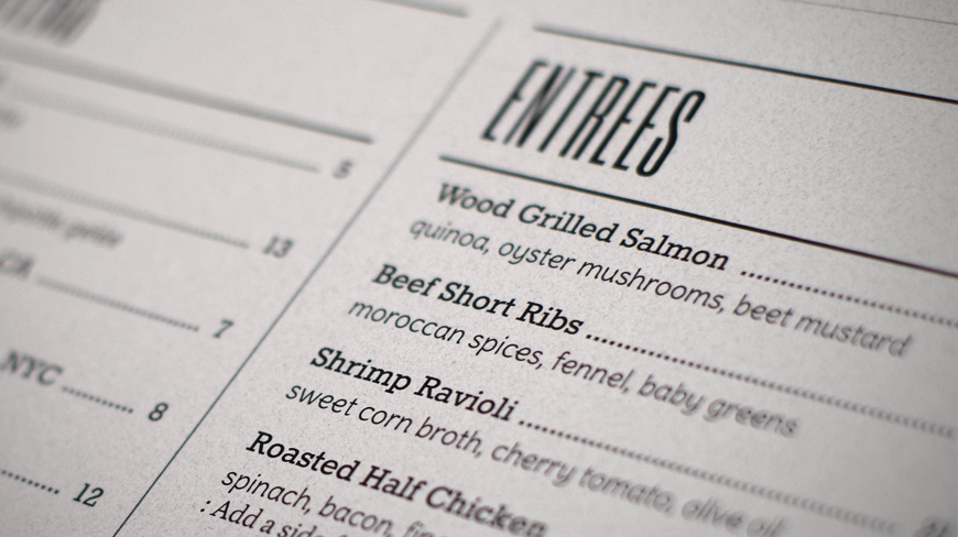 Grey Cotton Menu Paper Printing Sample