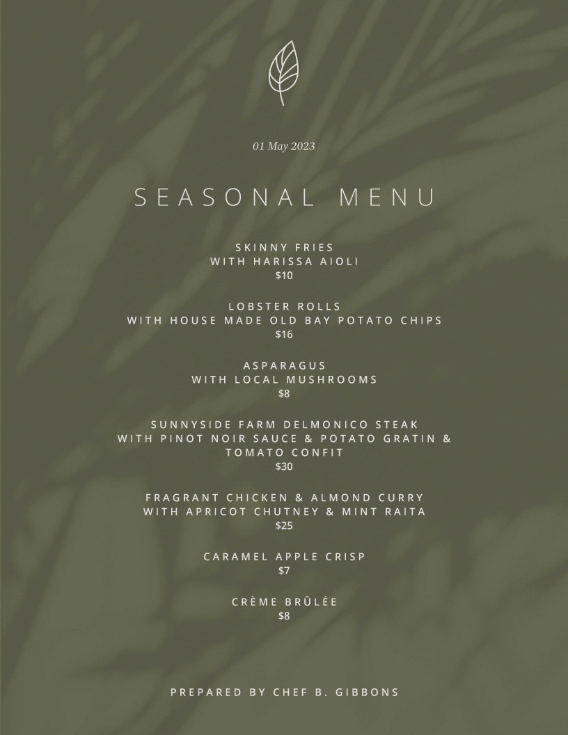 menu design