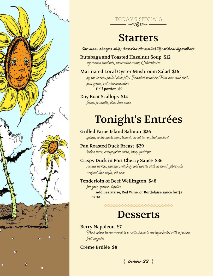 restaurant menu template