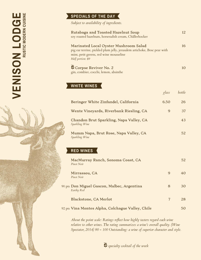 lodge restaurant menu template