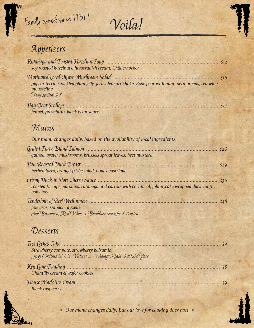 restaurant menu template