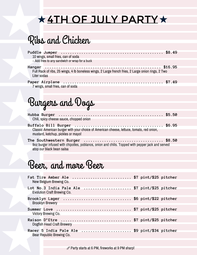 restaurant menu template