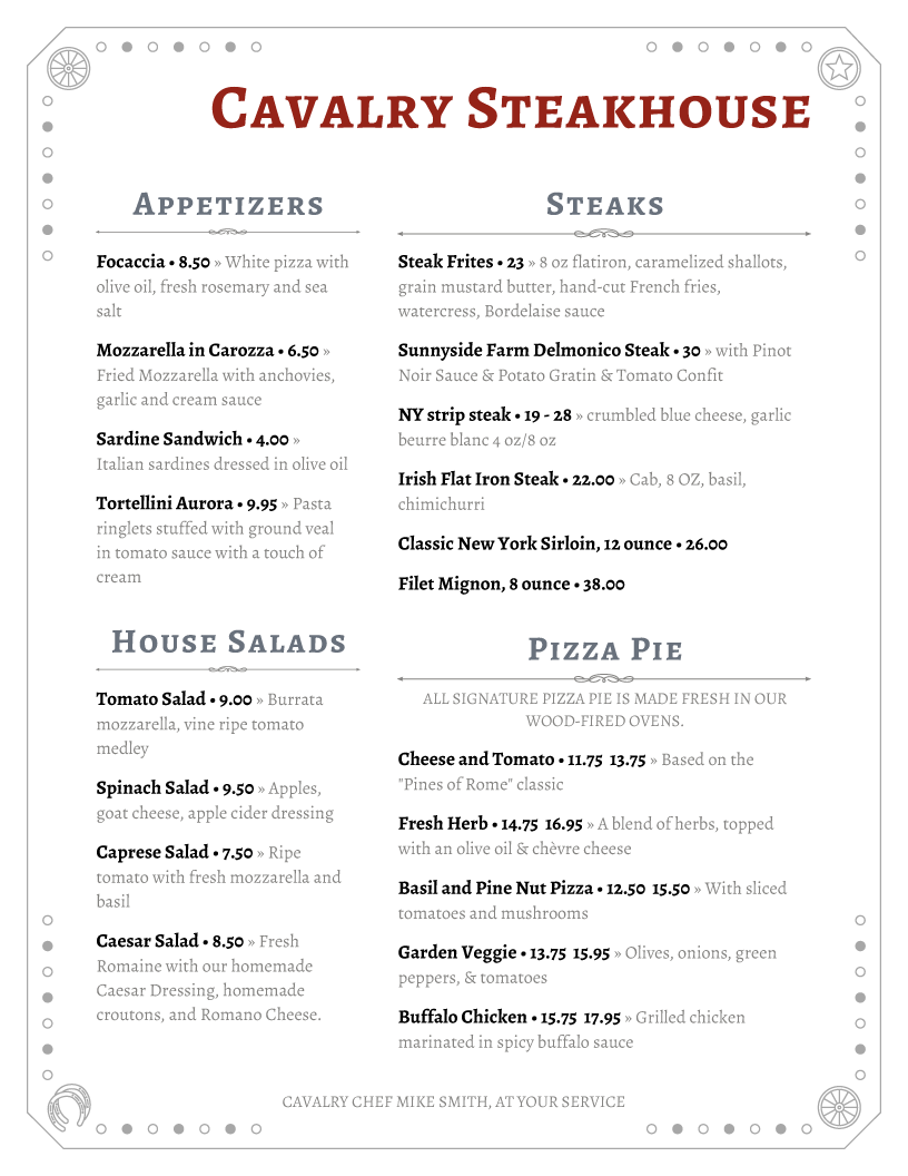 restaurant menu template