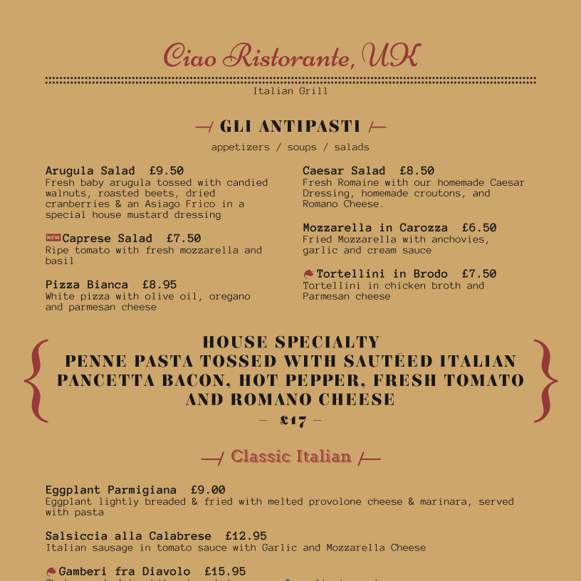menu example