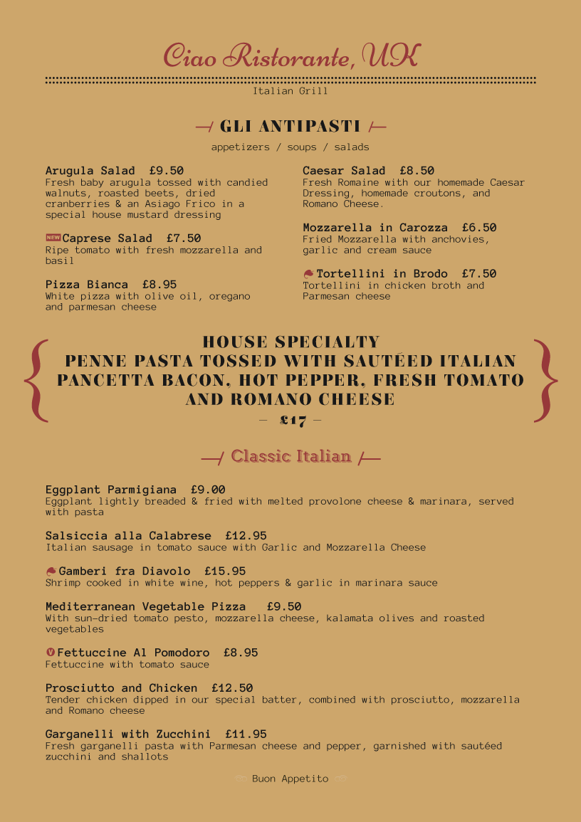 restaurant menu template