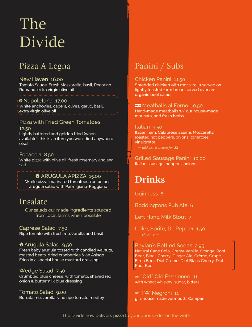menu template