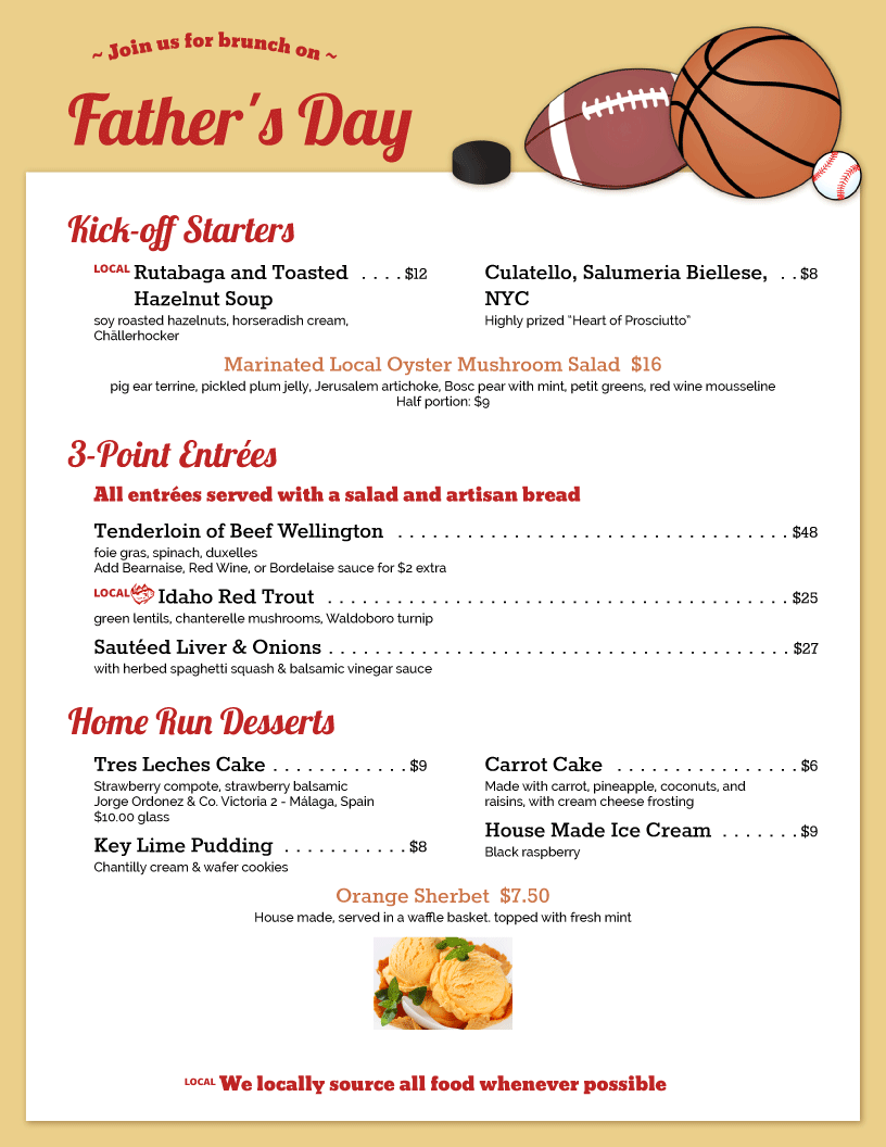 restaurant menu template