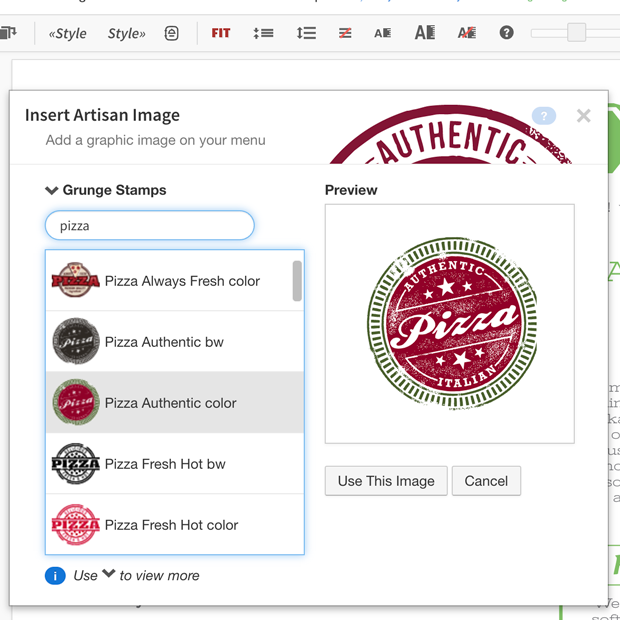menu design artisan images