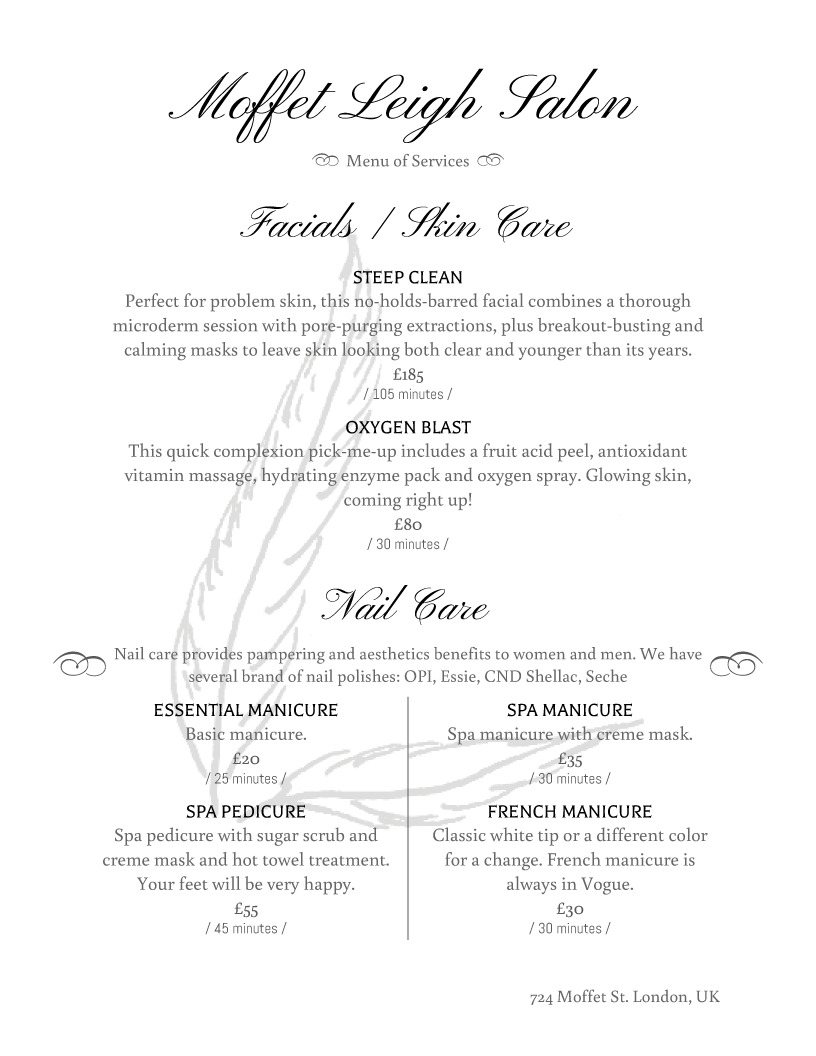 restaurant menu template
