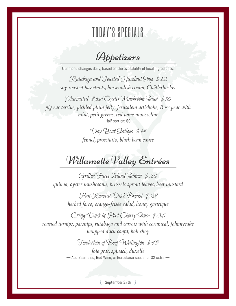 restaurant menu template