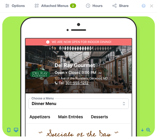 QR Code Menus on Phone