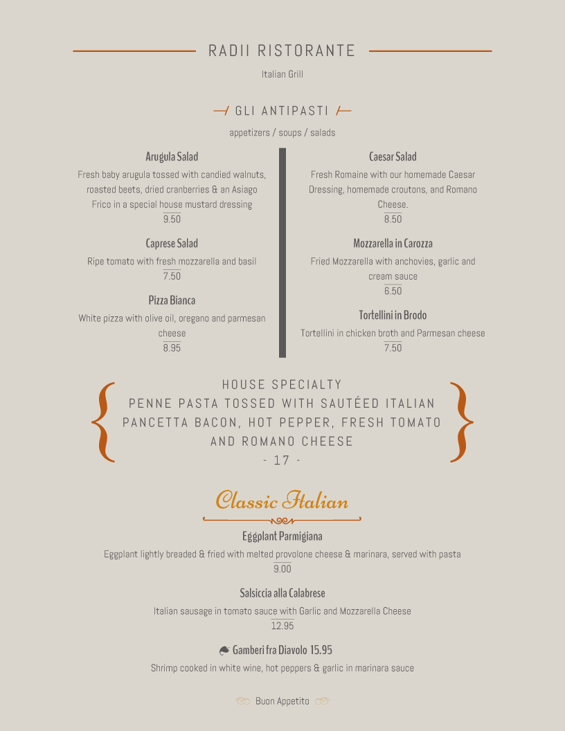 restaurant menu template