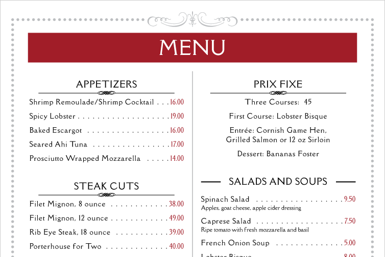 Printed Menu Maker Design, Print and QR