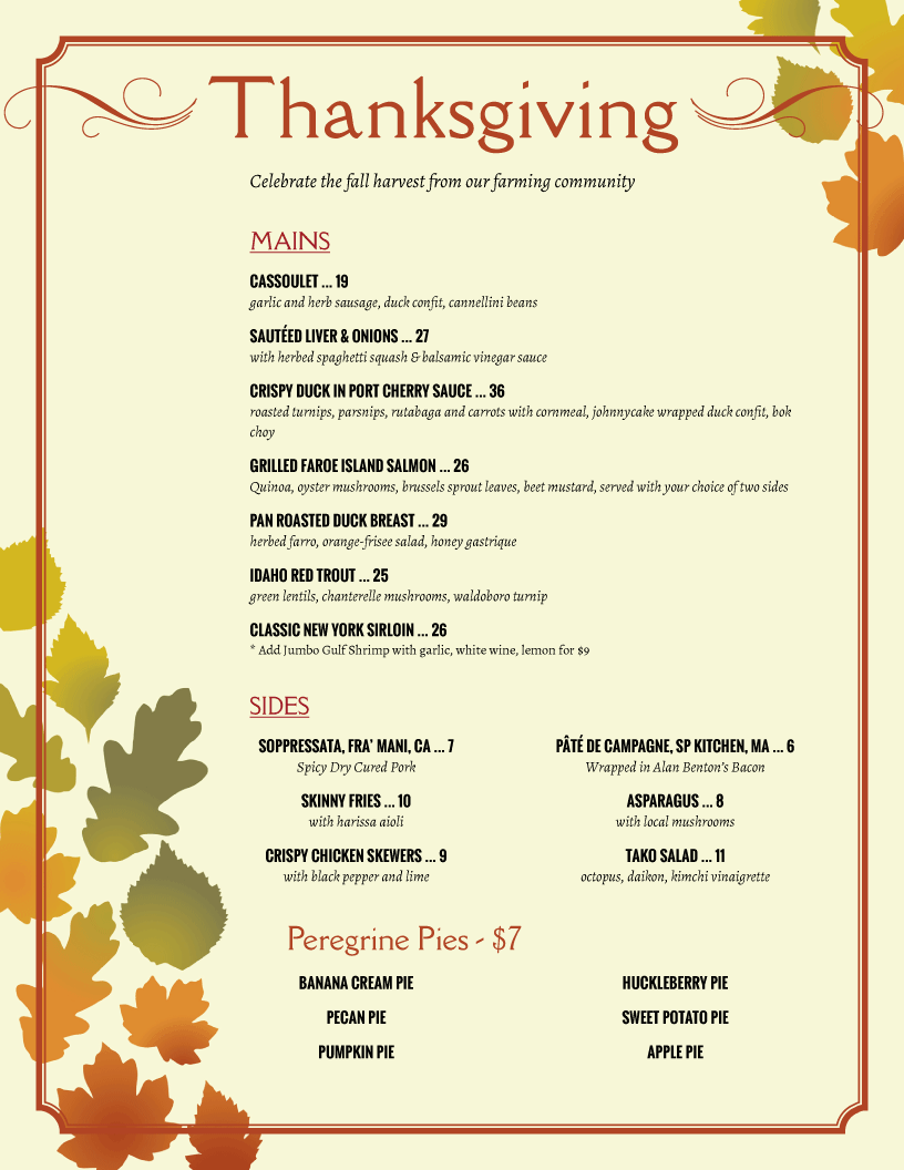 restaurant menu template