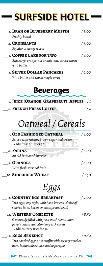 restaurant menu template