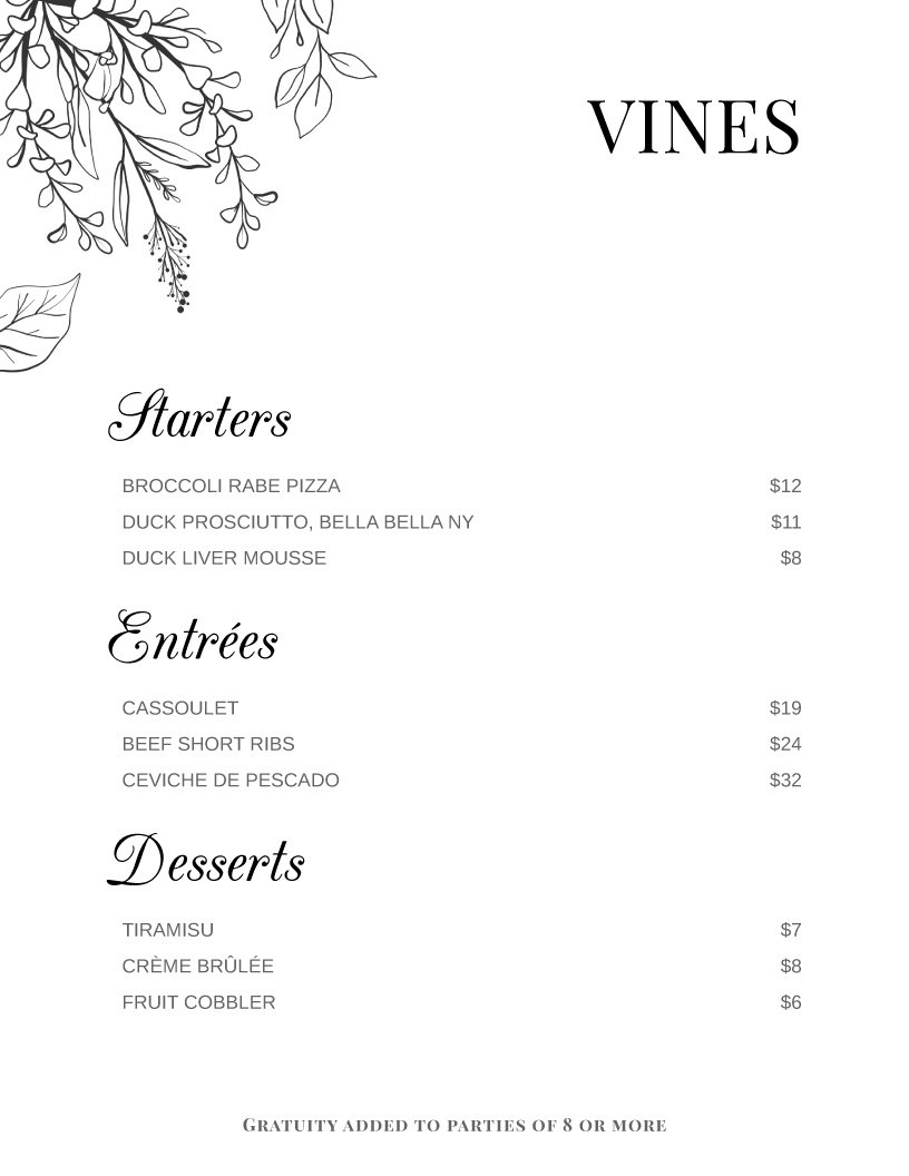 menu design