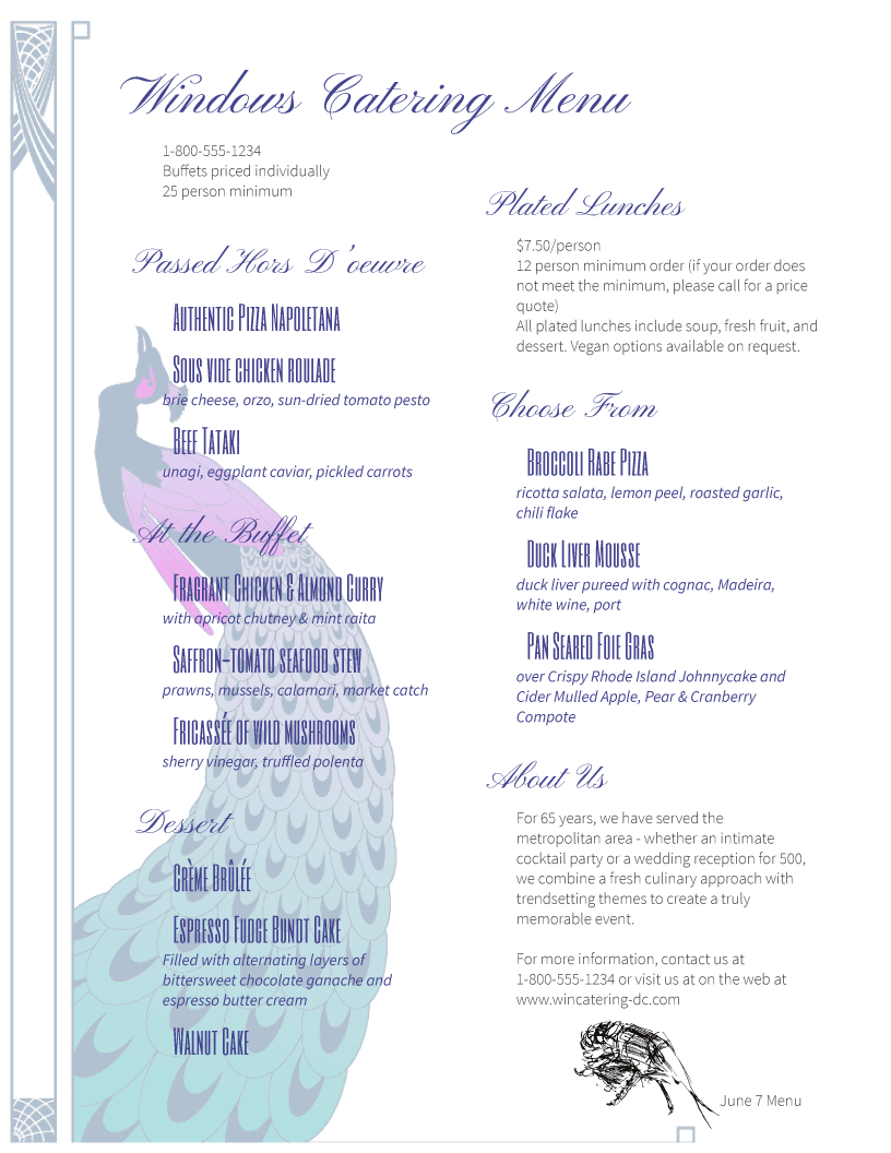 restaurant menu template