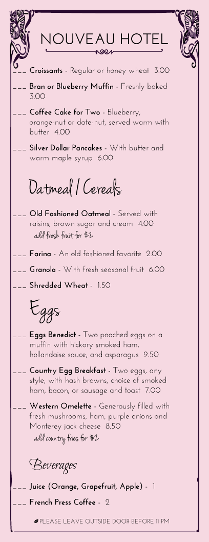 restaurant menu template