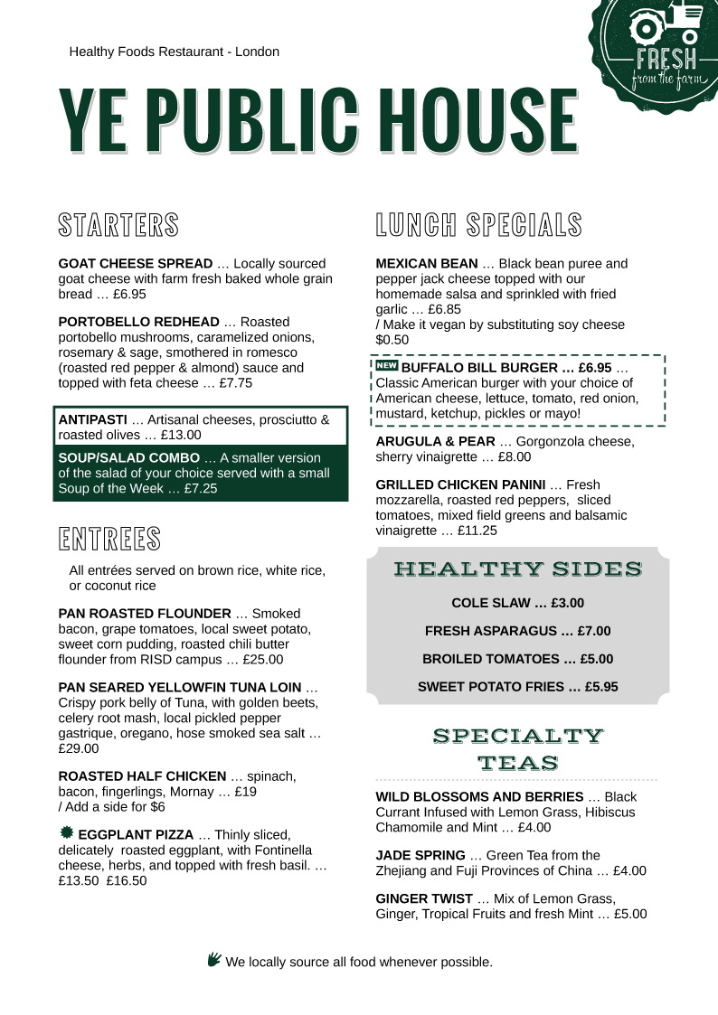 restaurant menu template